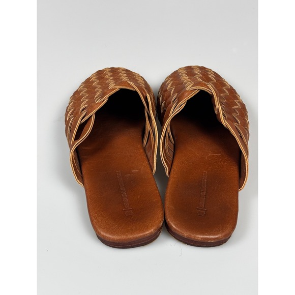 Handwoven Leather Mules Tan Brown Slip On Loafers Shoes Made in Bali - Picture 3 of 6